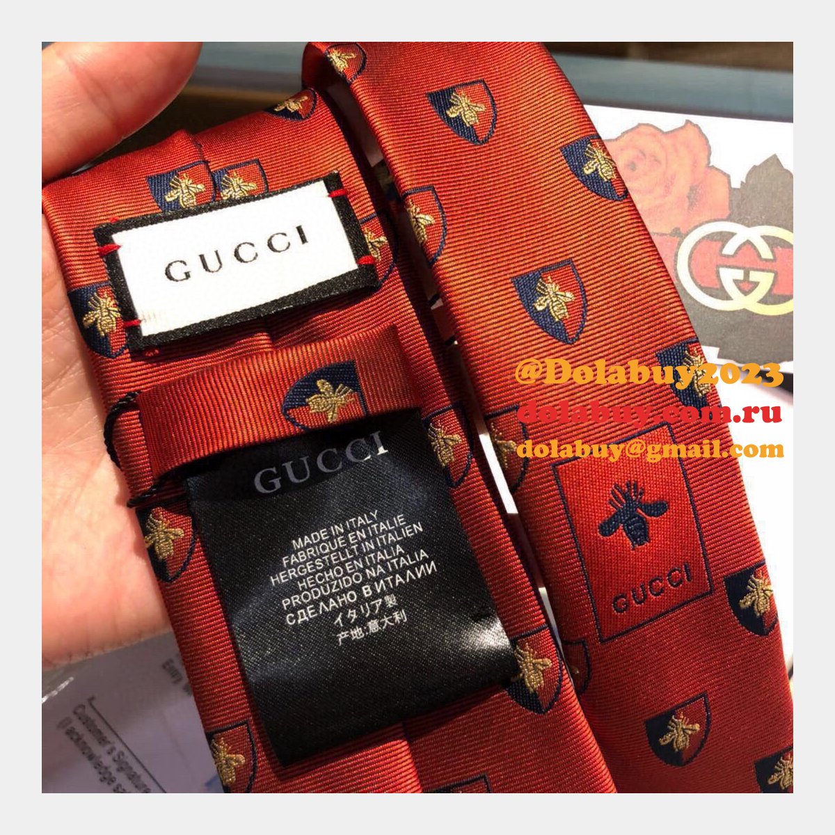 G*u*i silk tie jacquard crafts insect pattern
