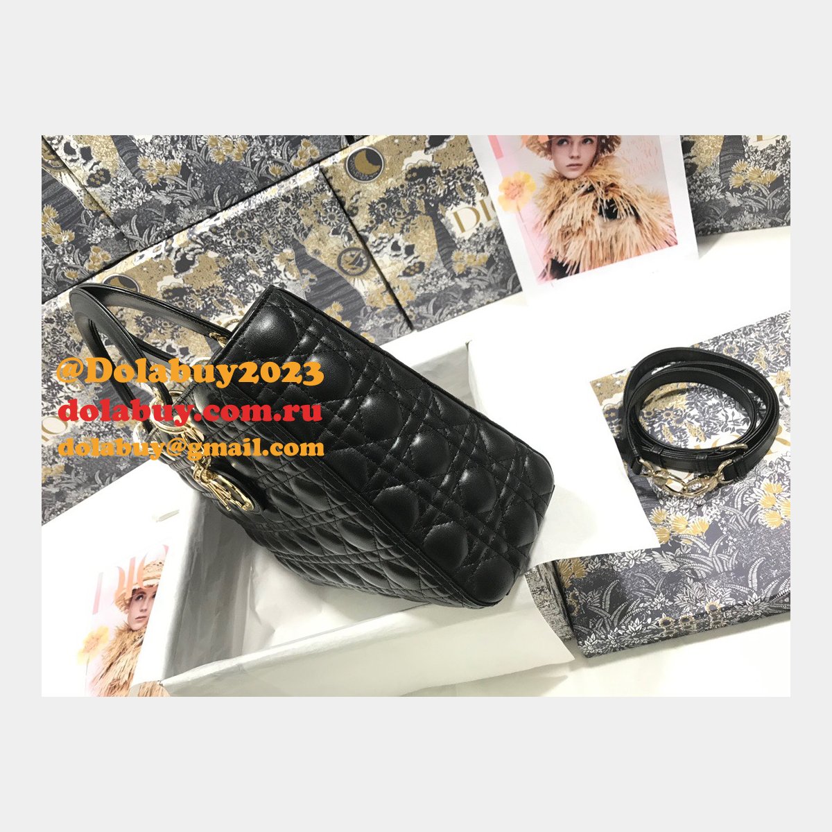 Inspired Duplicate dior lady lambskin 32CM HANDBAG