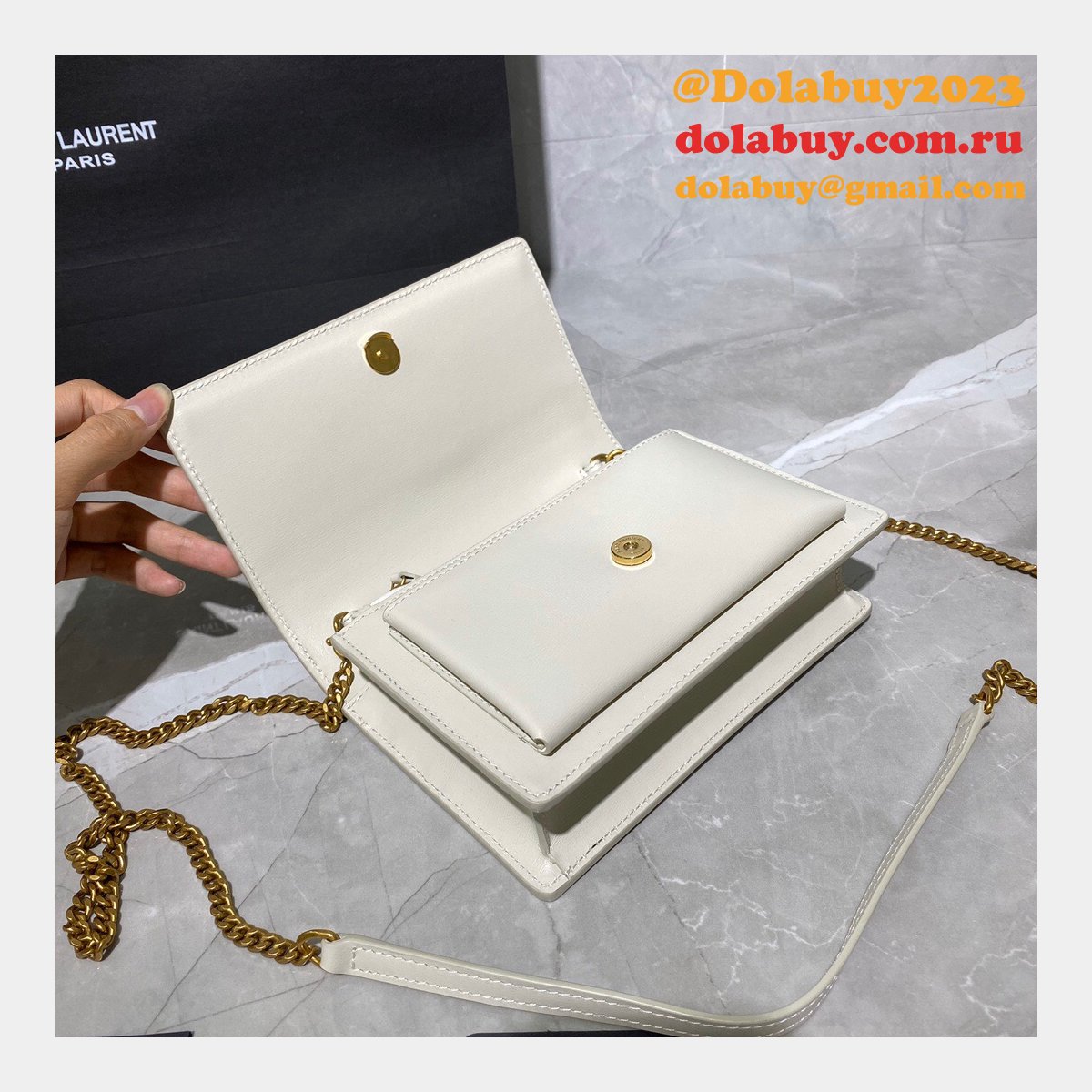 Replica YSL Sunset 19cm Pursesre Store Cream
