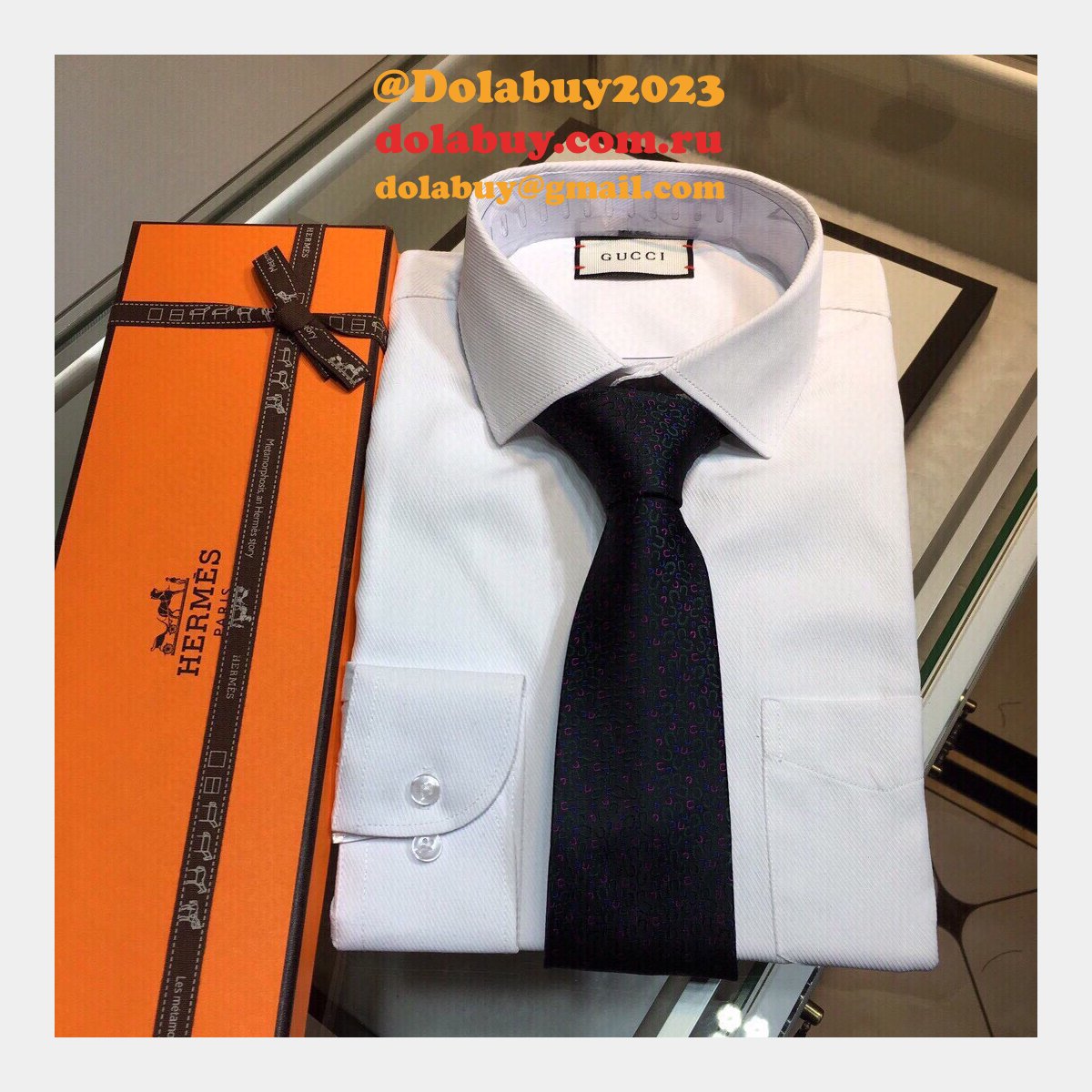 Hermes Replica Mens Silk Tie Geometric Pattern