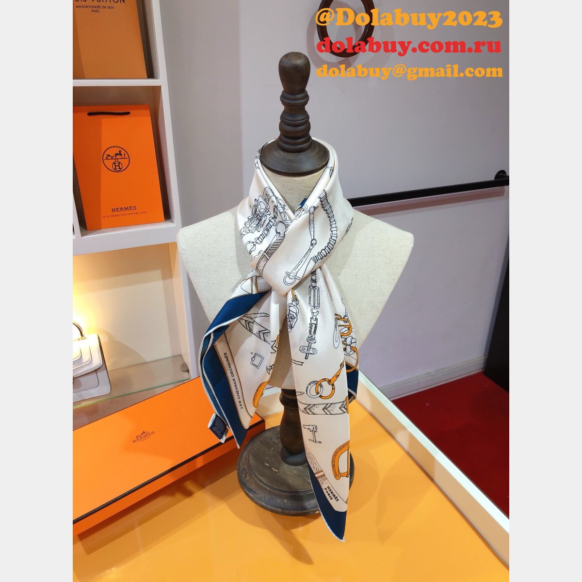 Designer Fake hermes twill silk scarf