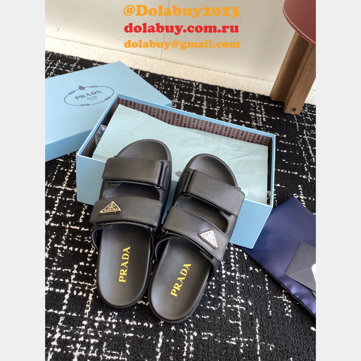 2025 Prada Padded Nappa Leather Slides