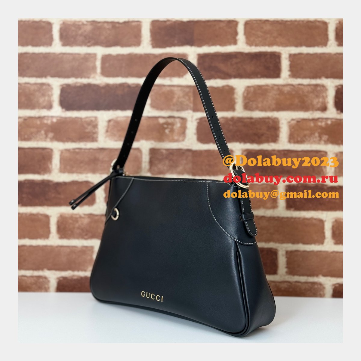 Gucci Duplicate GG Emblem 815217 Shoulder Black Best Bag