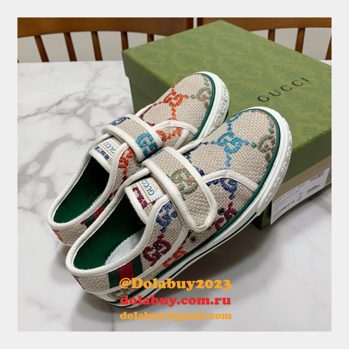 G*u*i high quality replica gu7 1977 canvas perfect shoes