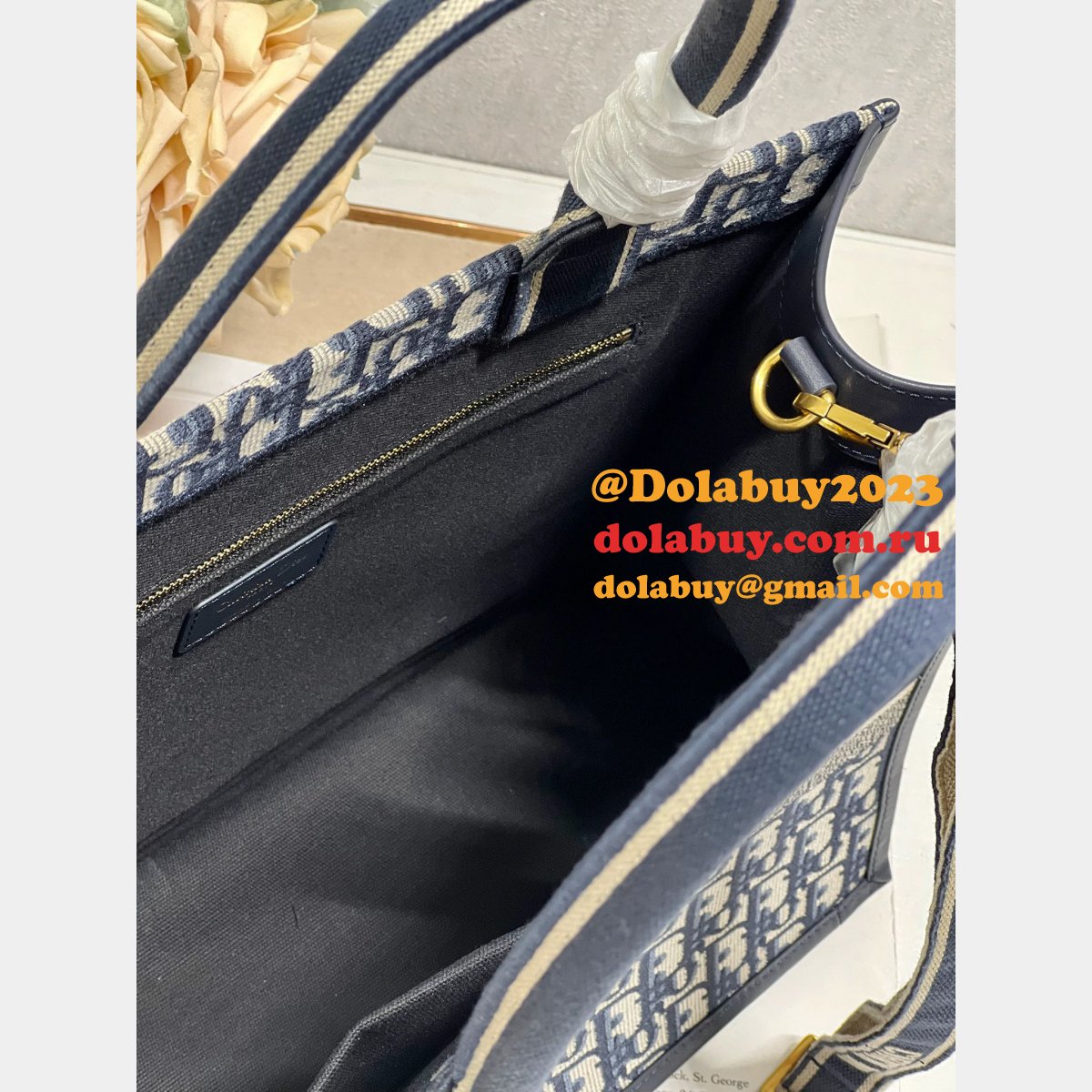 Shop D-Stripes 1286 Bayadere Dior Book Tote Replica Bags