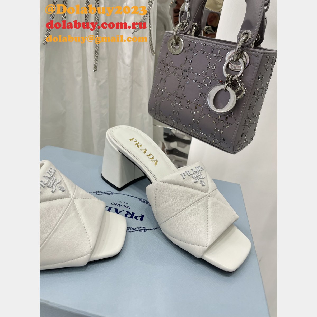 Replica Prada Quilted Leather Mules