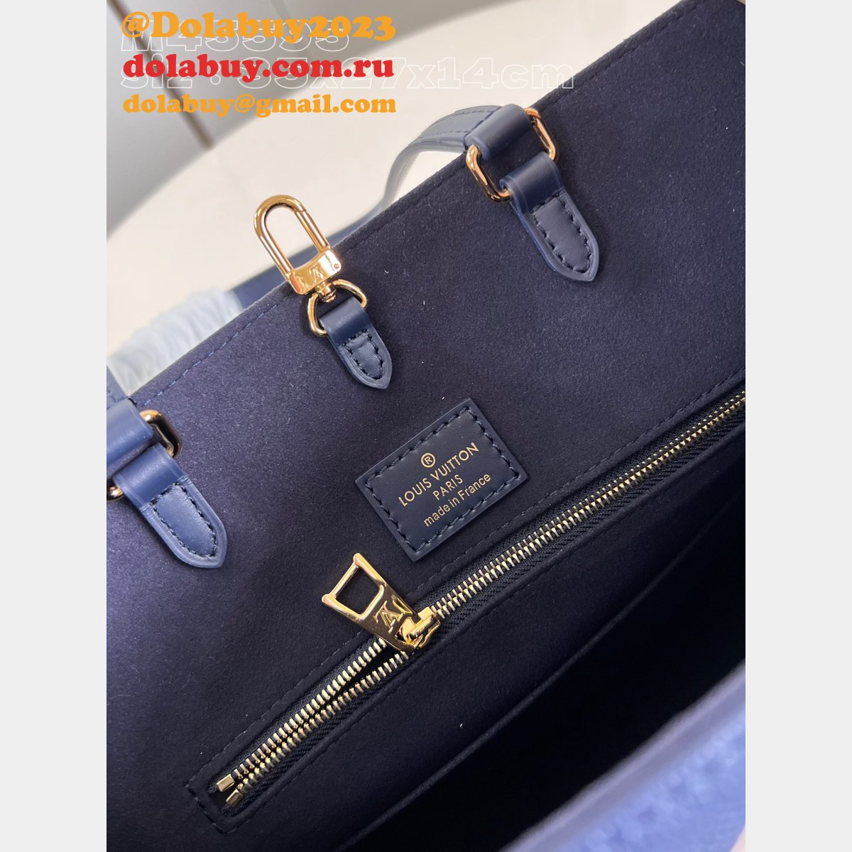 Onthego Louis Vuittons Replica M47084 Navy Monogram Empreinte Bag