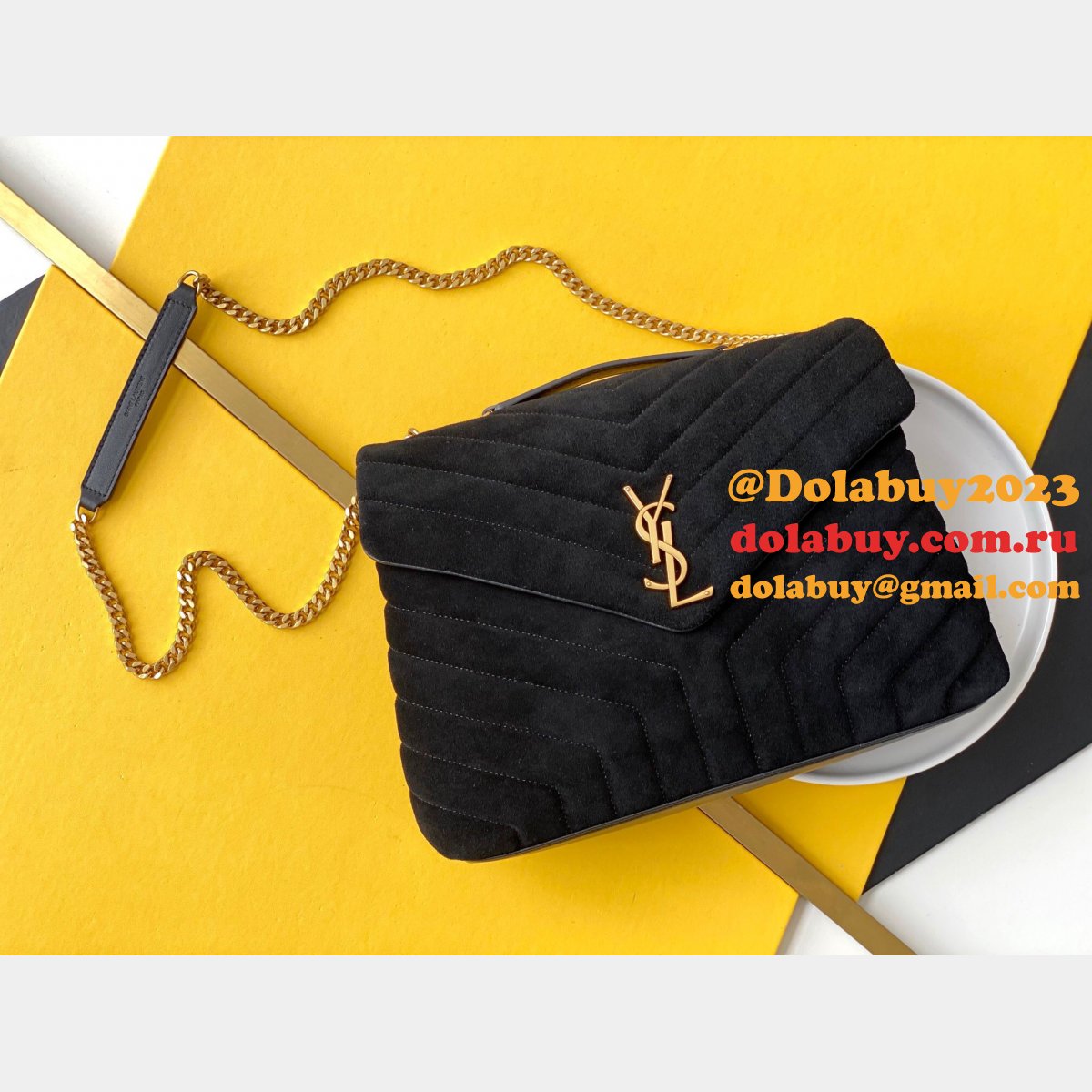 Replica AAA LouLou 32cm Saint Laurent Loulou Brown/Black Bags Collection