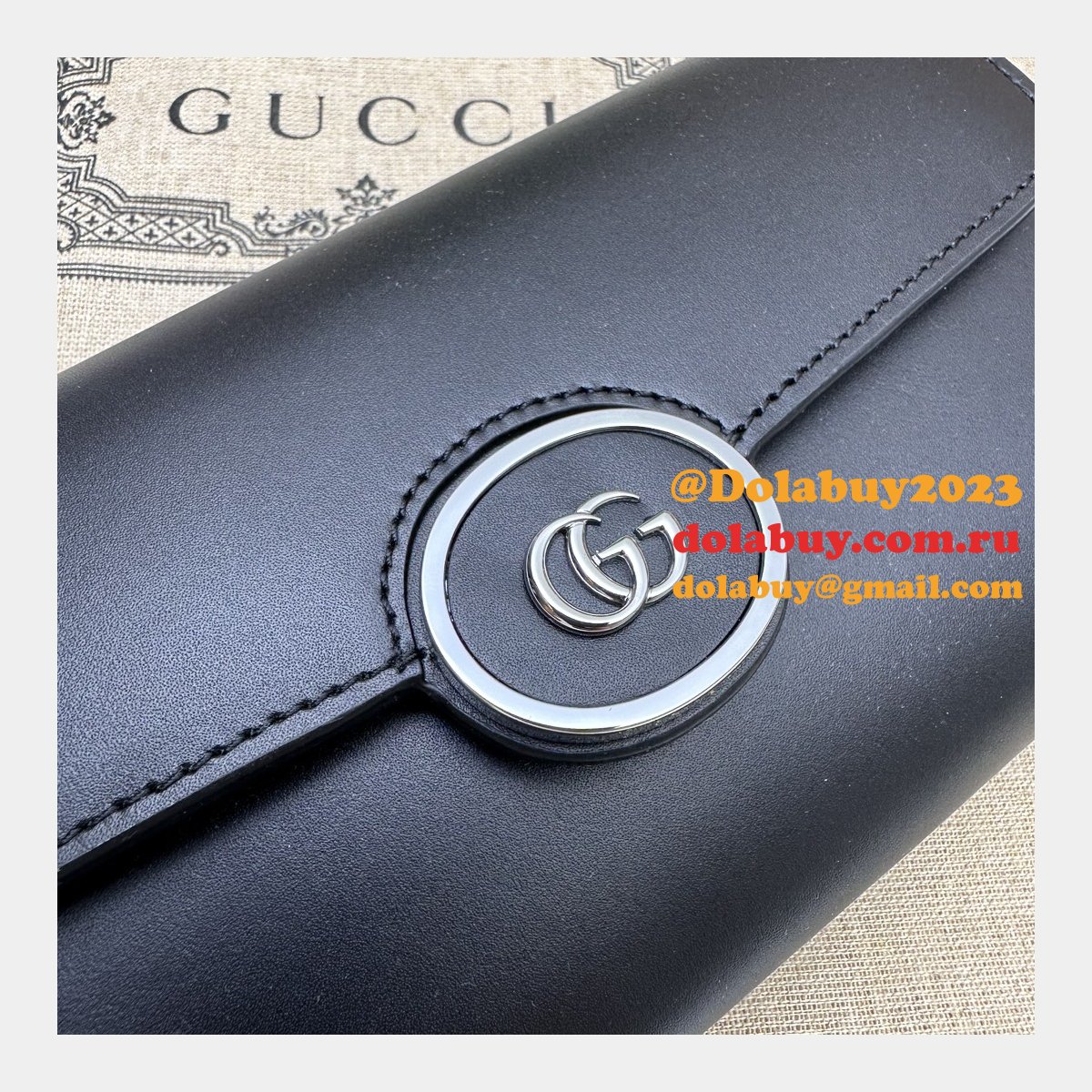 Petite GG Continental Wallet 762167 Black Gucci Knock Off Bag