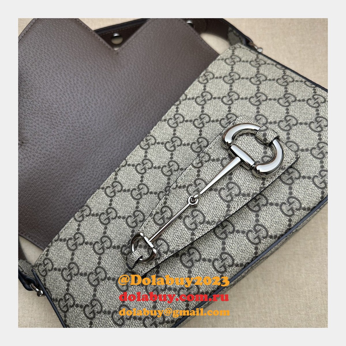 Perfect Gucci Replica Horsebit 764155 7 Star 1955 Shoulder Beige Bag