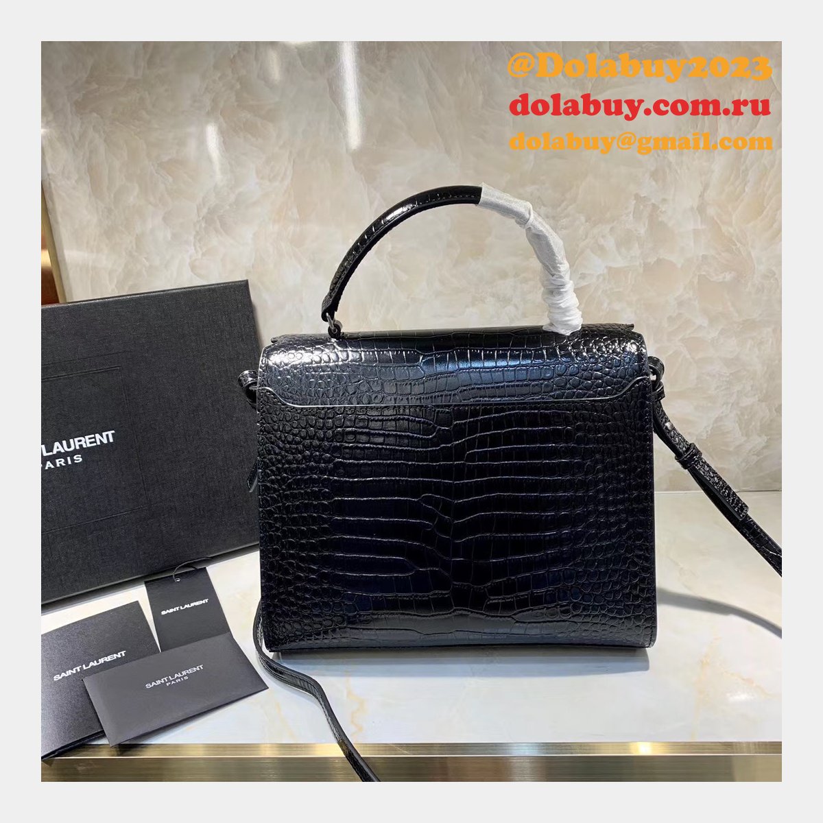 High Quality Replica YSL 578000 Cassandra Top Handle Black Bags