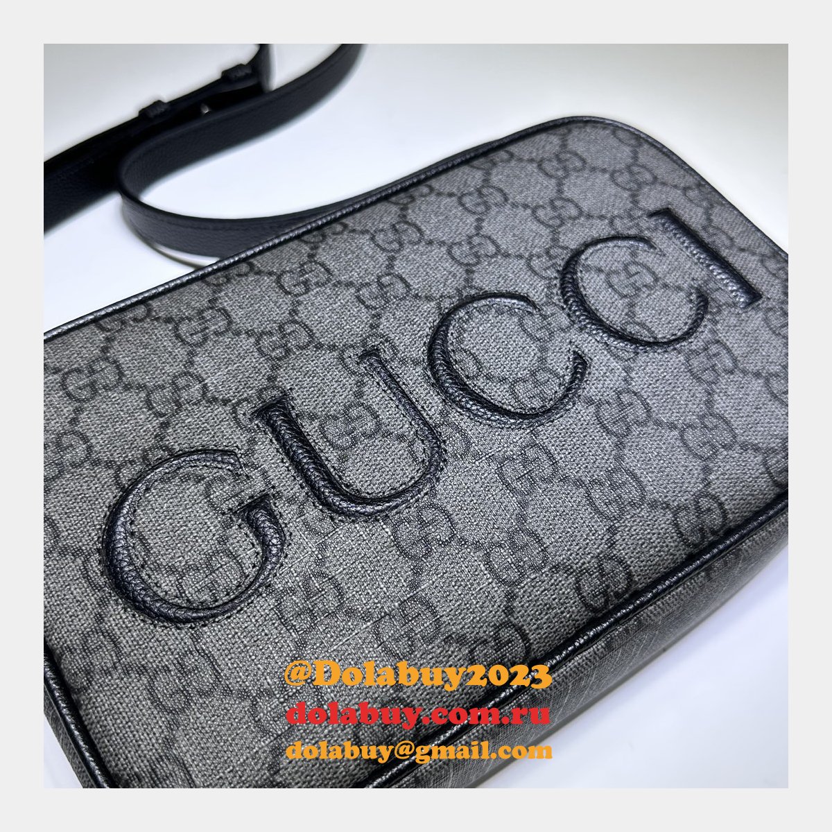 high fashion G*u*i 768391 shoulder grey and black replica bag