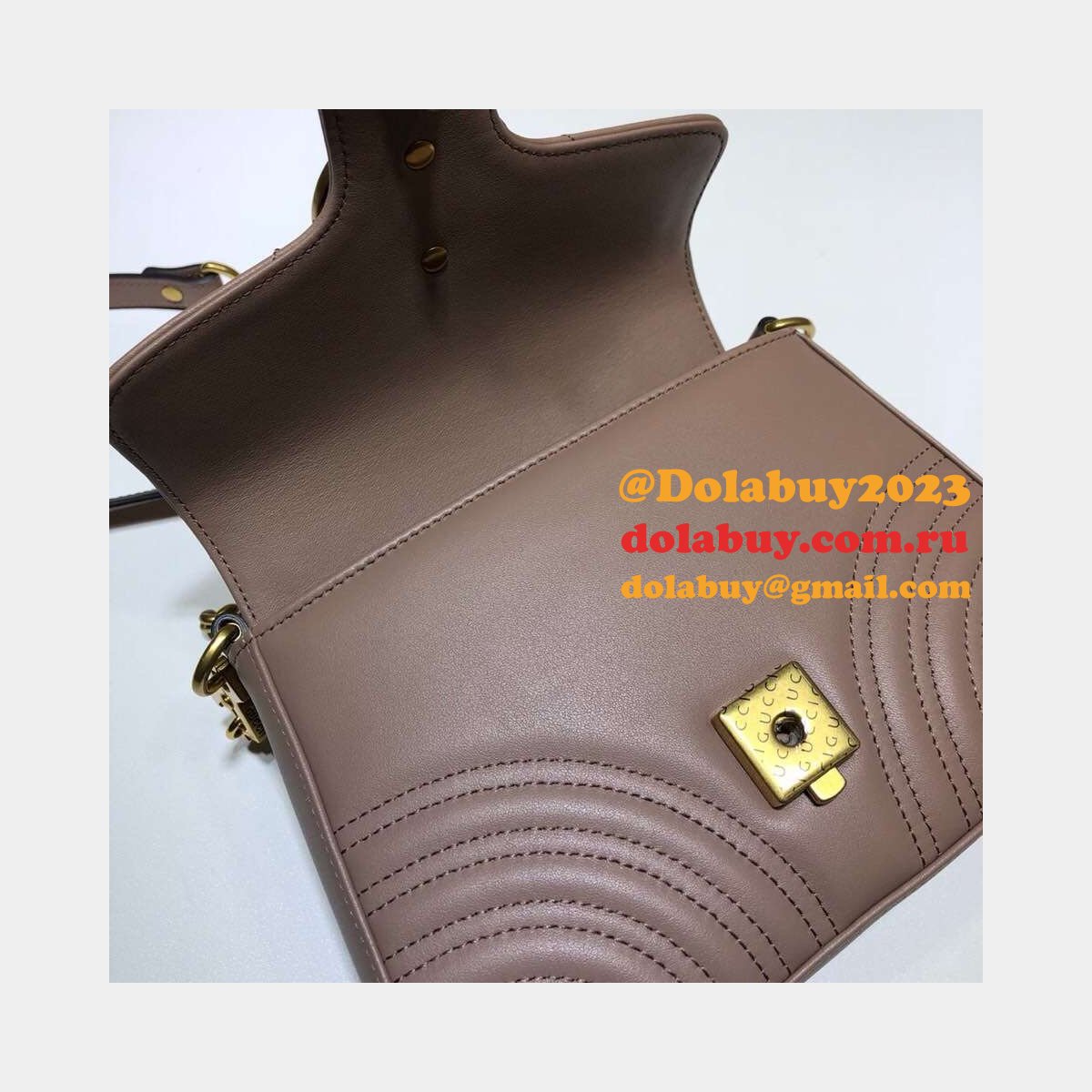 Cheap 547260 Gucci Chevron Leather GG Marmont Mini Top Handle