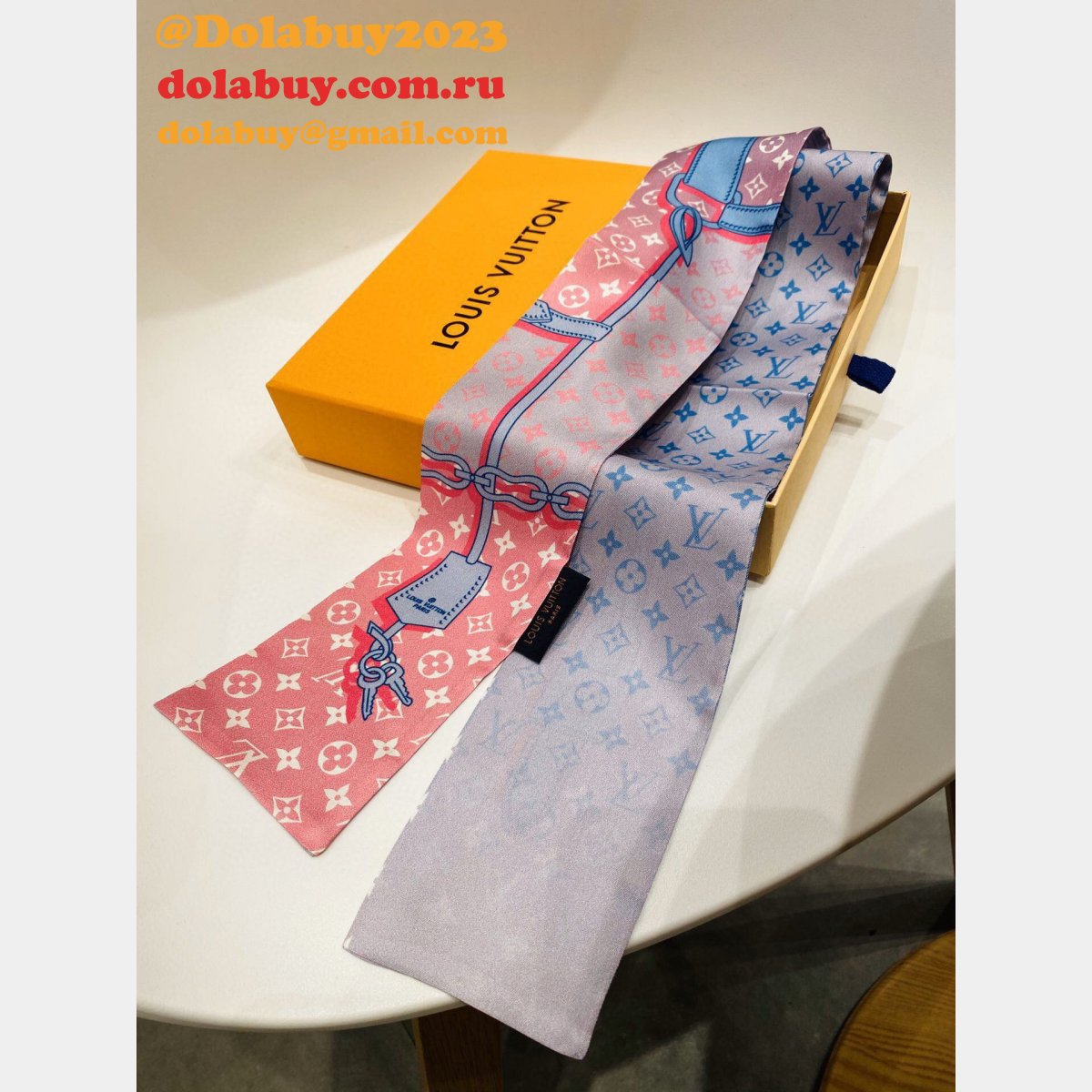 UK louis vuitton Double silk Ribbon Straps bow tie streamers