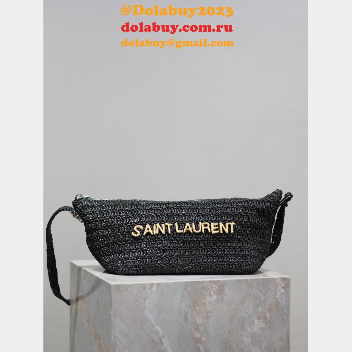 Top Quality SAINT LAURENT Raffia woven Crossbody bag 667490