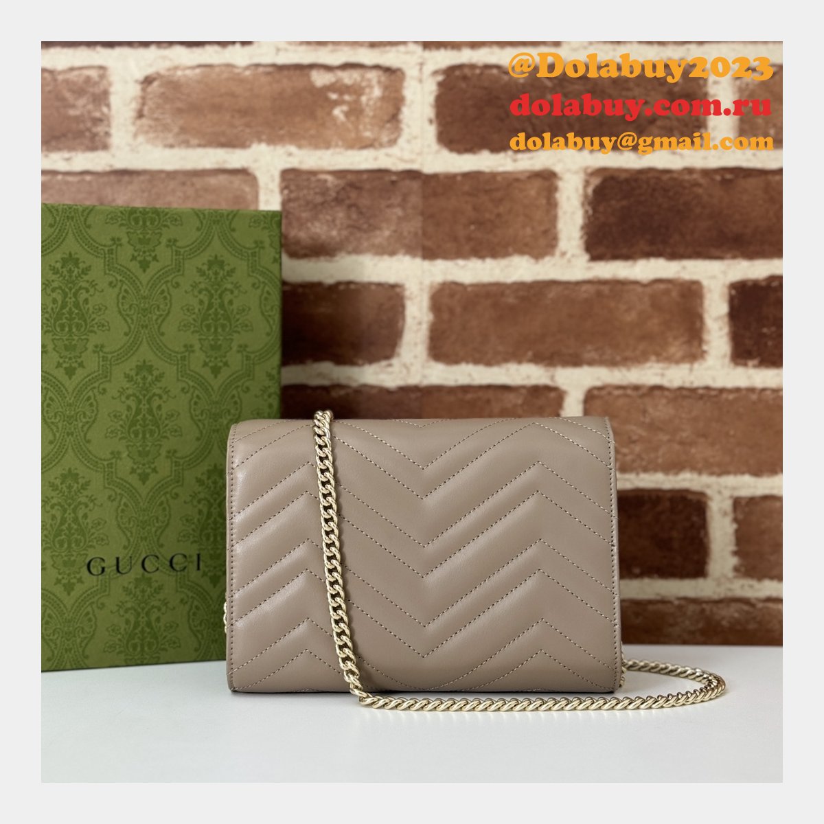 Perfect Gucci Replicas 474575 GG Marmont Super Chain Wallets High Bag