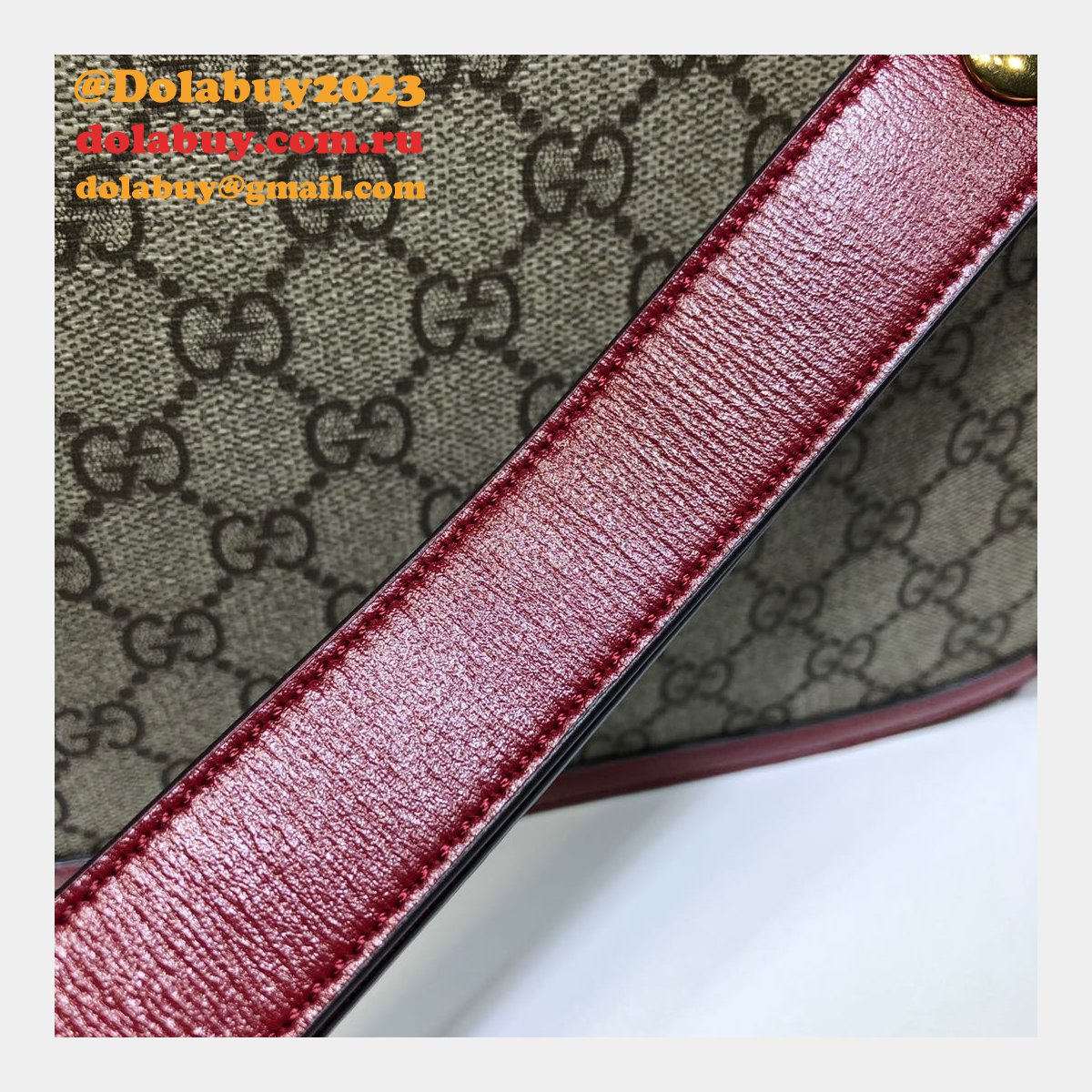Gucci Replica GG Horsebit 1955 small shoulder 602204 red bag