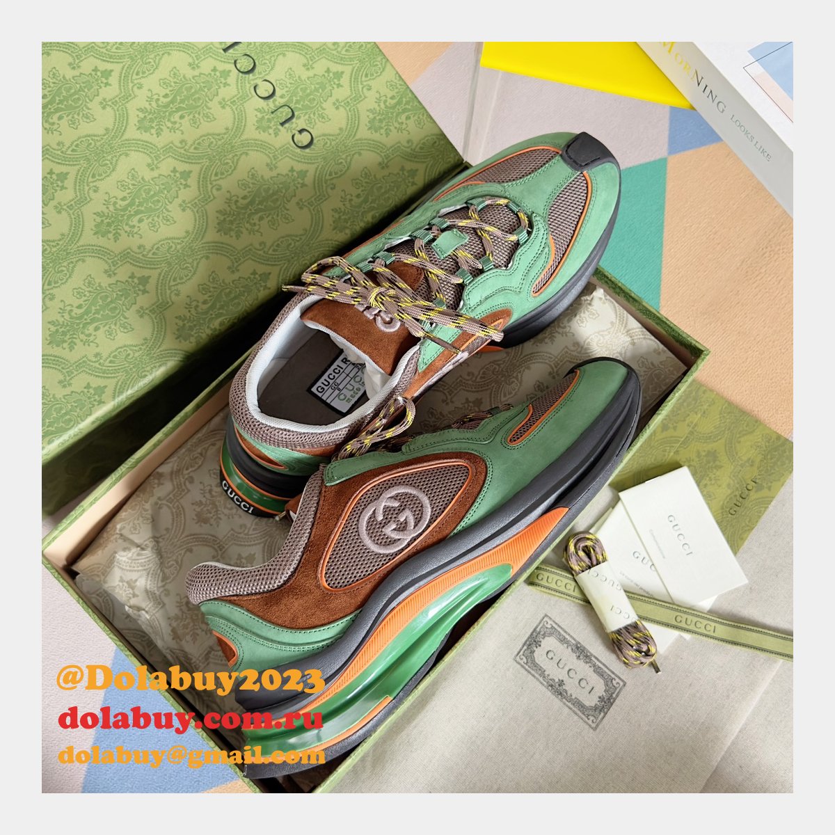 Luxury Designer gucci men RUN TRAINER shoes