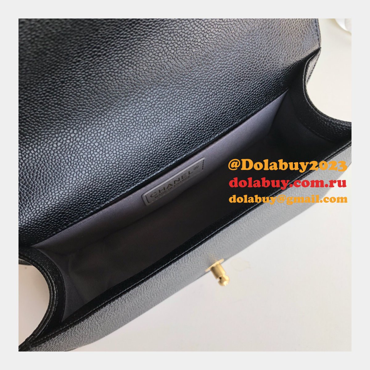 AAA+ CC Le Boy Luxury Replica Black Bags Caviar 25cm