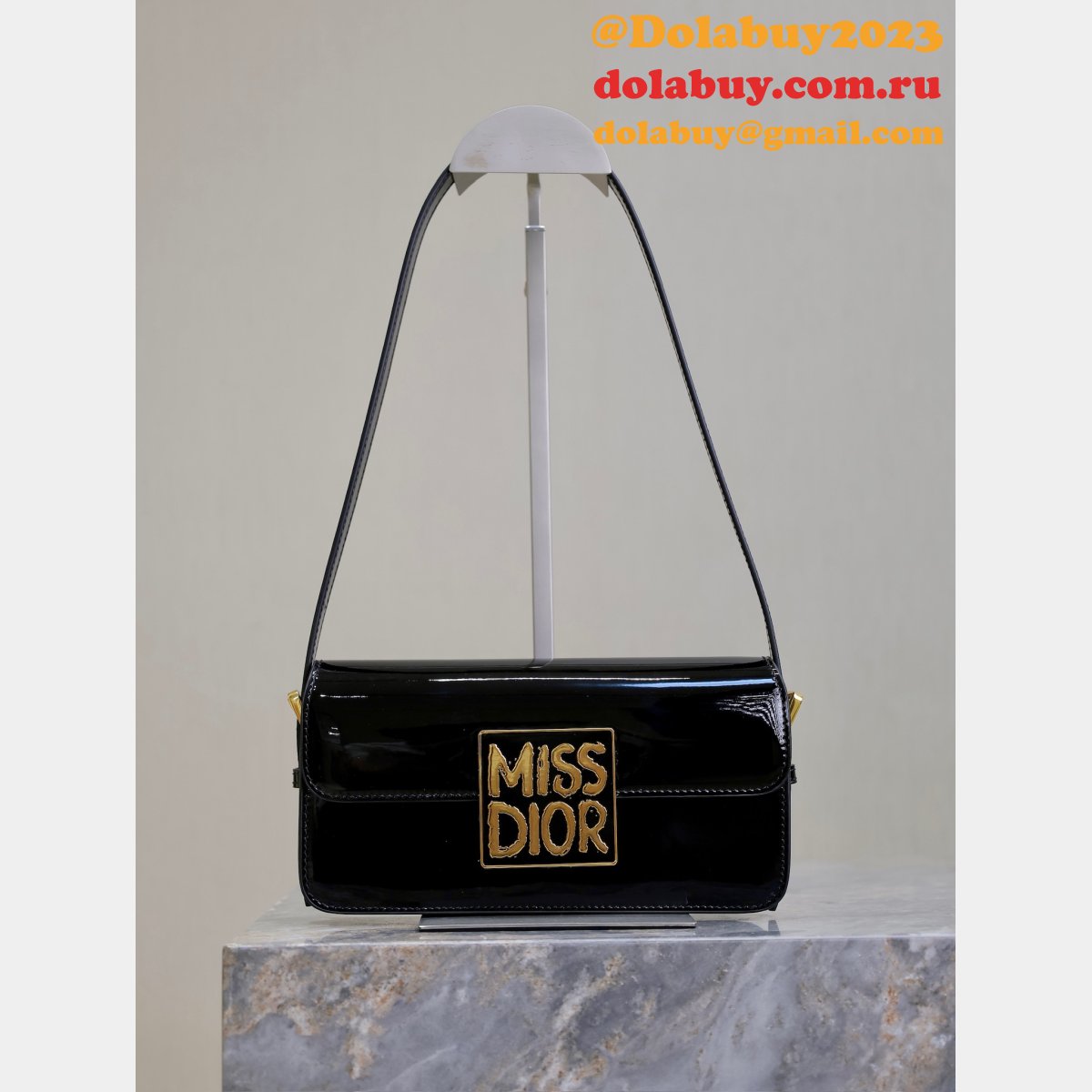 7 Star Miss Dior Graffiti patent leather shoulder bag