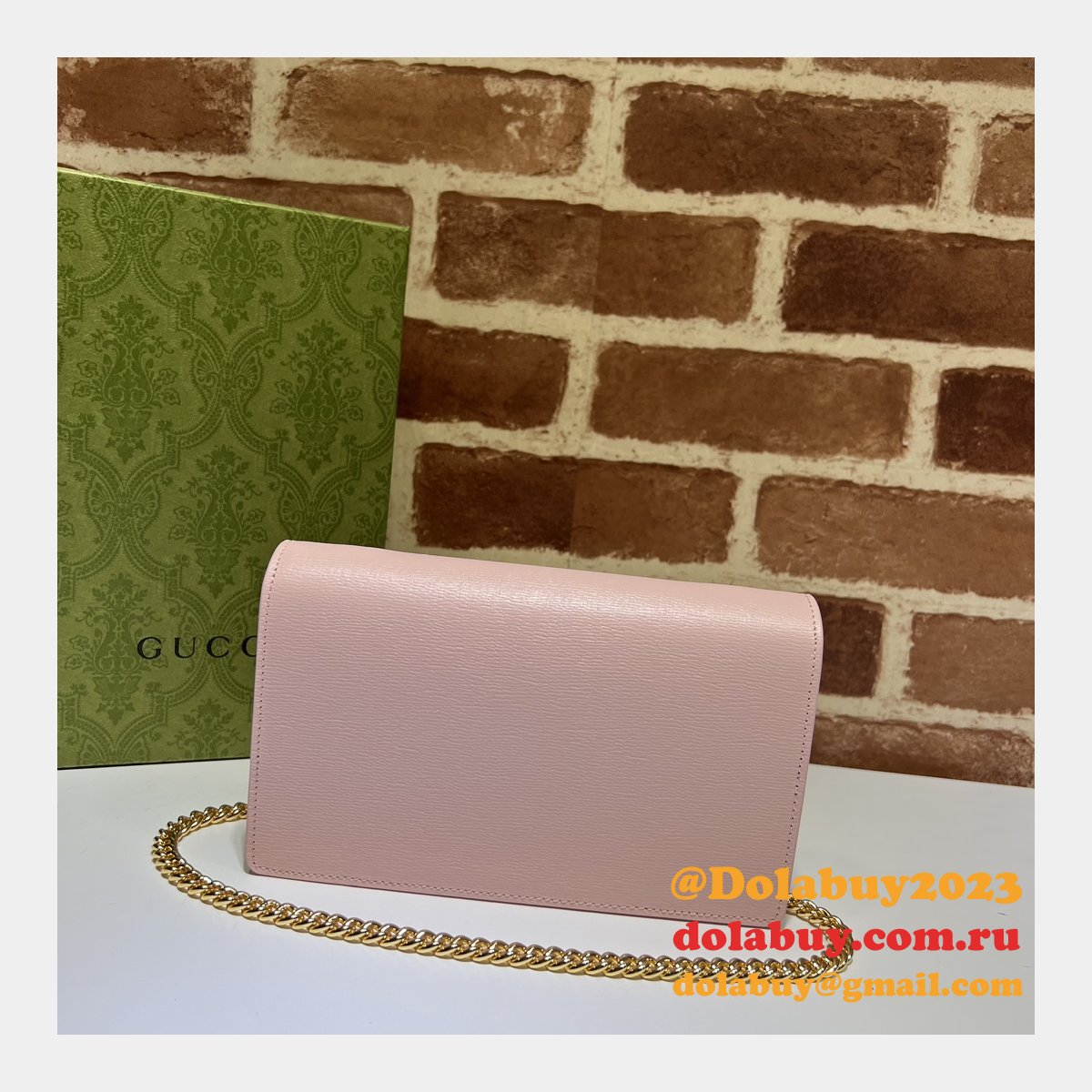 Chain Wallet Inspired Gucci Script 772643 Knockoff Bag