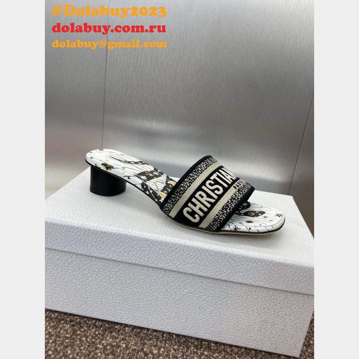 Wholesale 1:1 Mirror Dway Heeled Slide