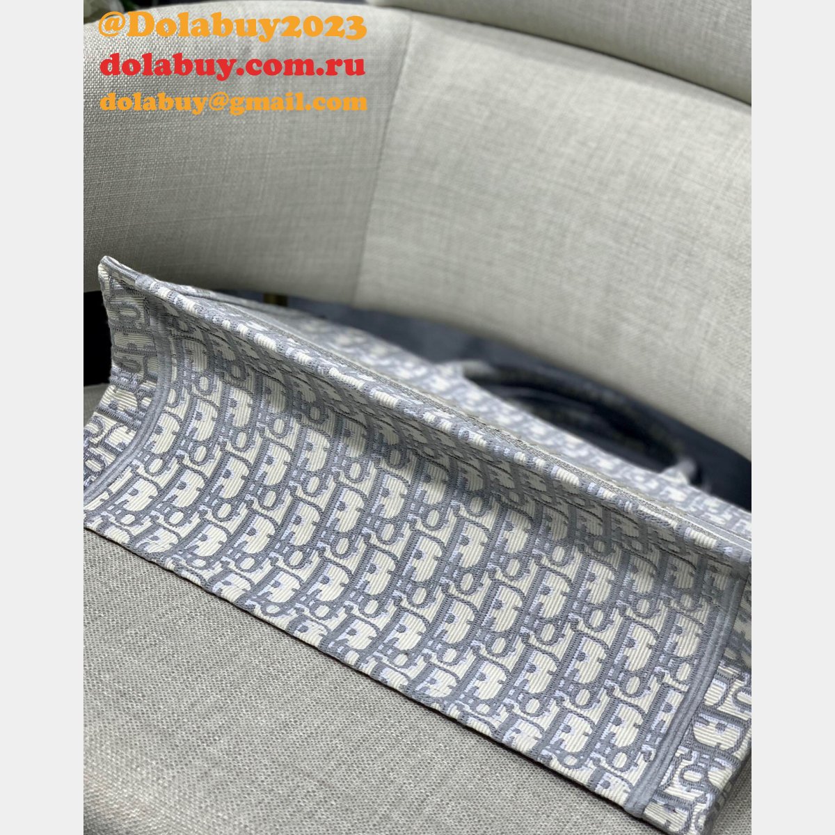 Luxury Christian Dior CD Book Tote grey Replica Bags