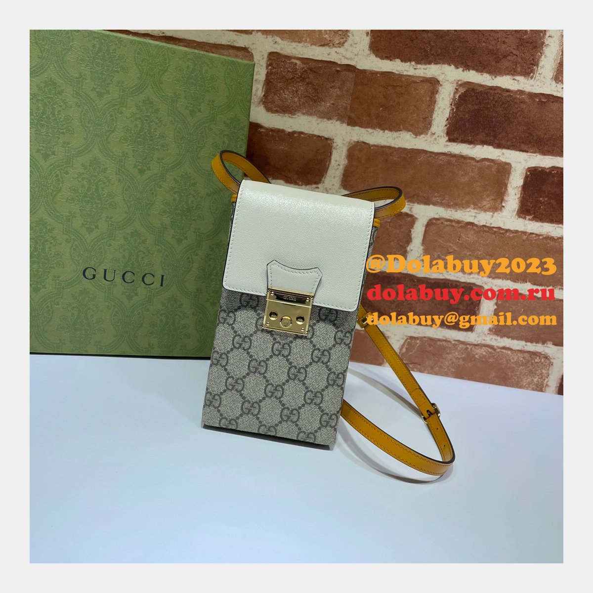 Replica Best Gucci 658229 Padlock mini bag in beige and ebony GG Supreme