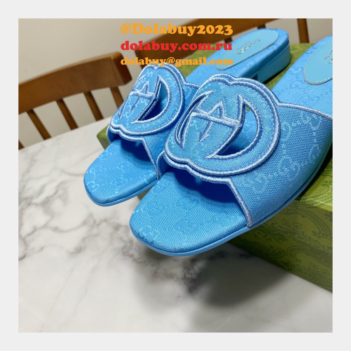 Top Quality GUCCI INTERLOCKING G CUT-OUT SANDAL FLAT