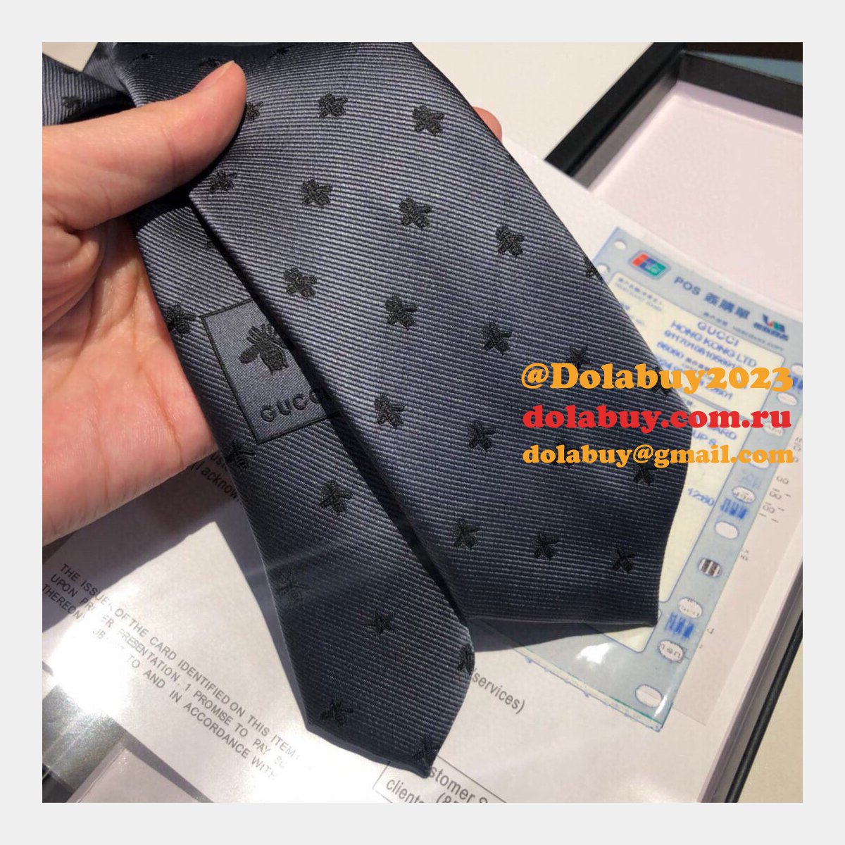 G*u*i huffero designer twill silk tie for men necktie