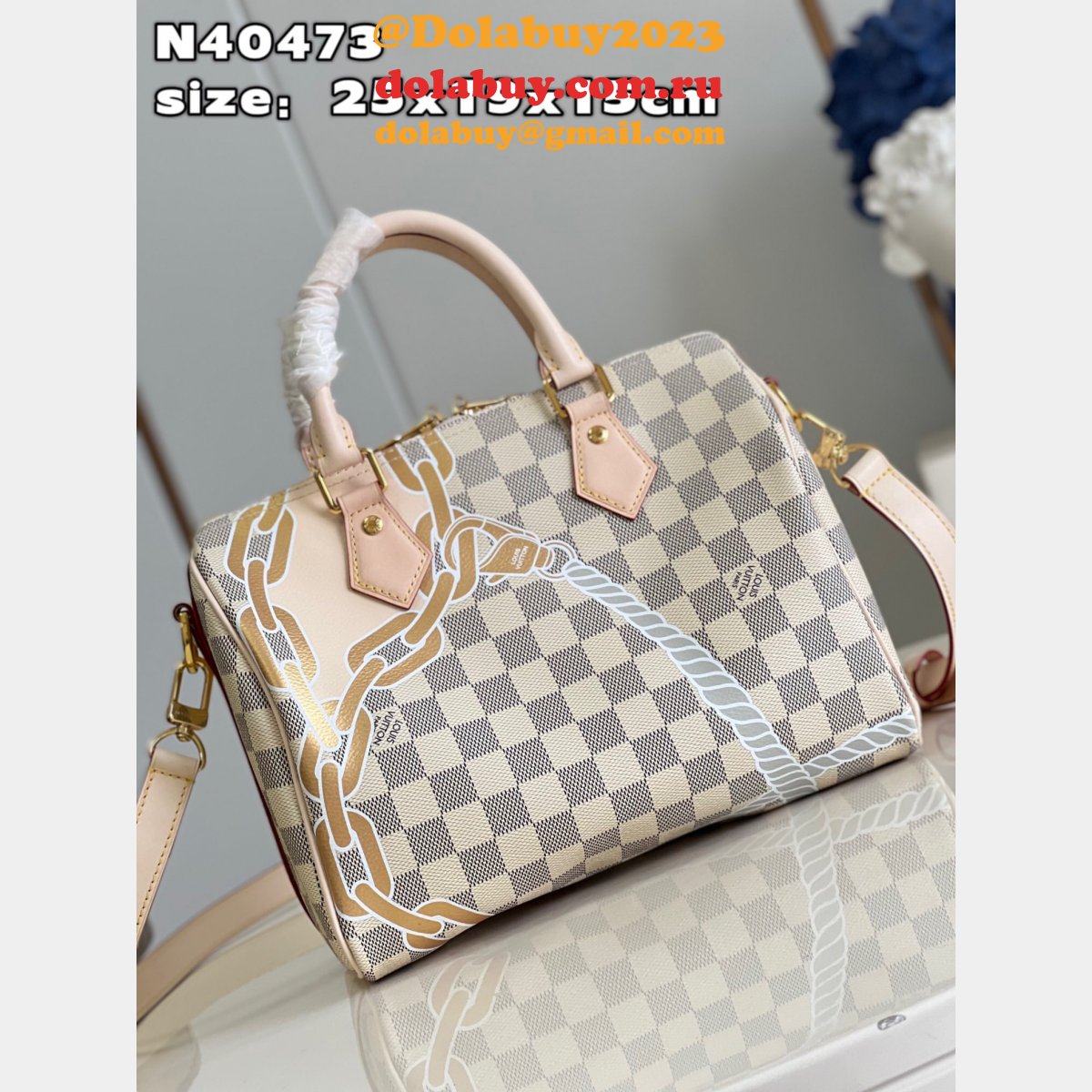 Louis Vuitton 7 Star Speedy Bandouliere 25 Damier Azur Replica