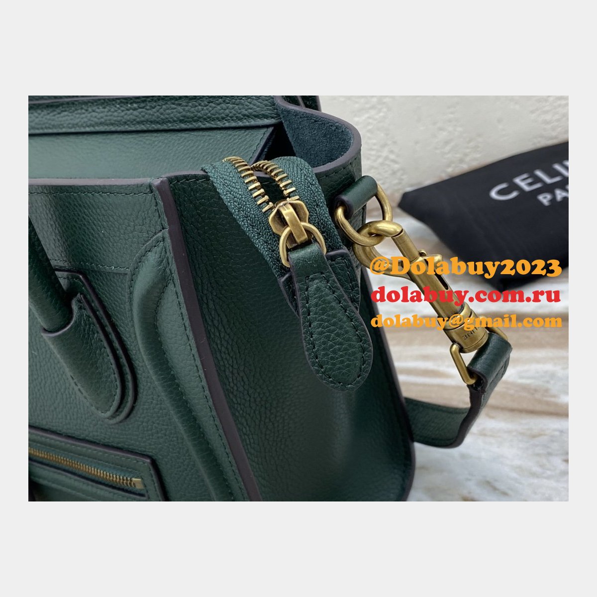 Celine Army Green Luggage Nano shopper 168243 Handbag