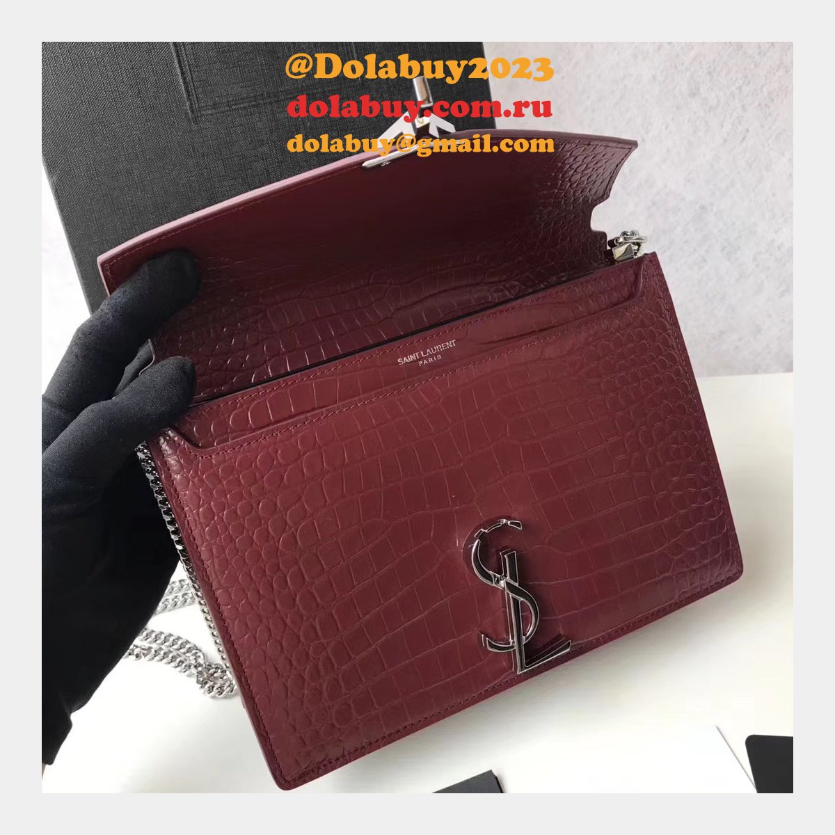 Saint Laurent AAA+ Replicas Shoulder 377057 Black/Red Bags