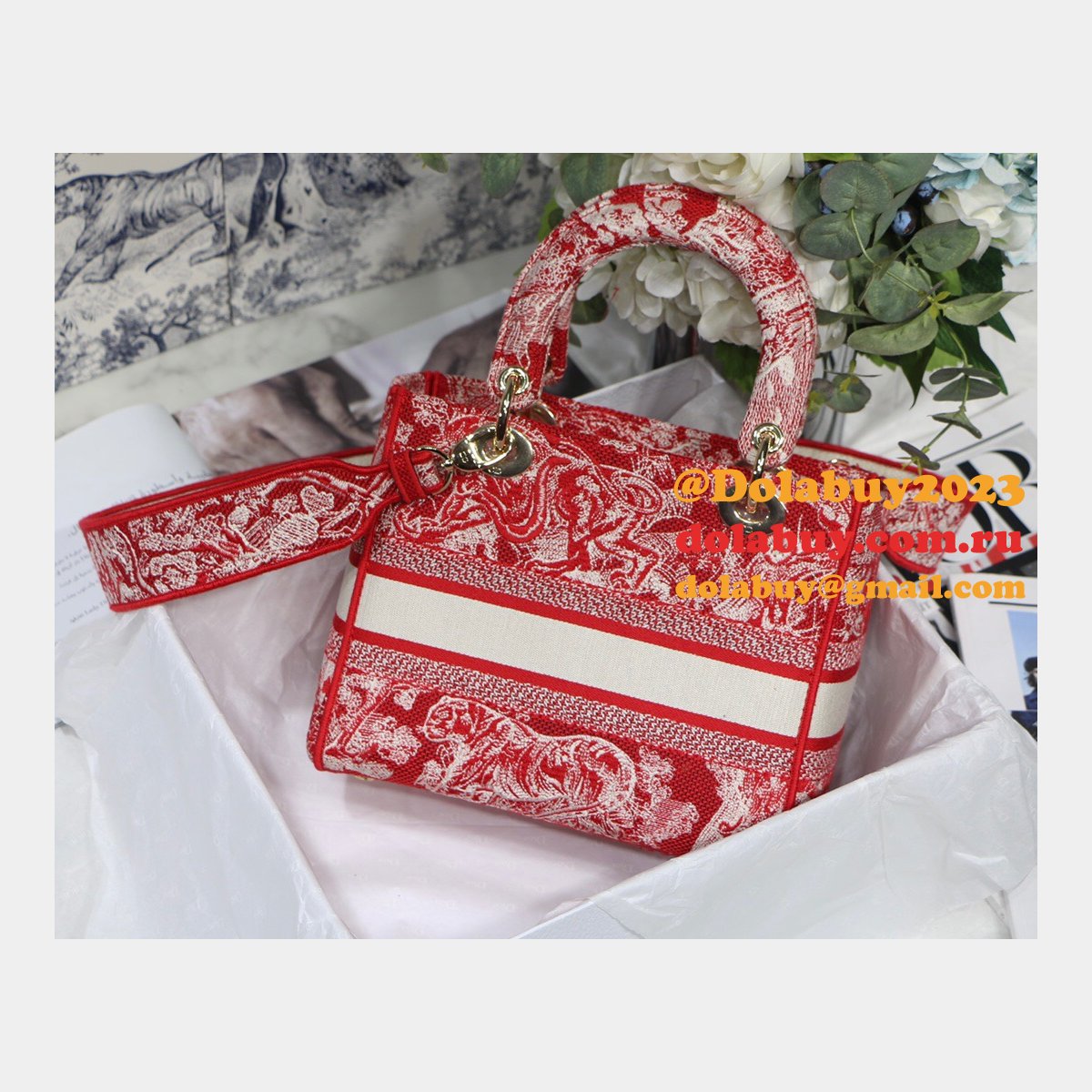 Lady Copy Christian Dior 24cm Red Bag UK for sale