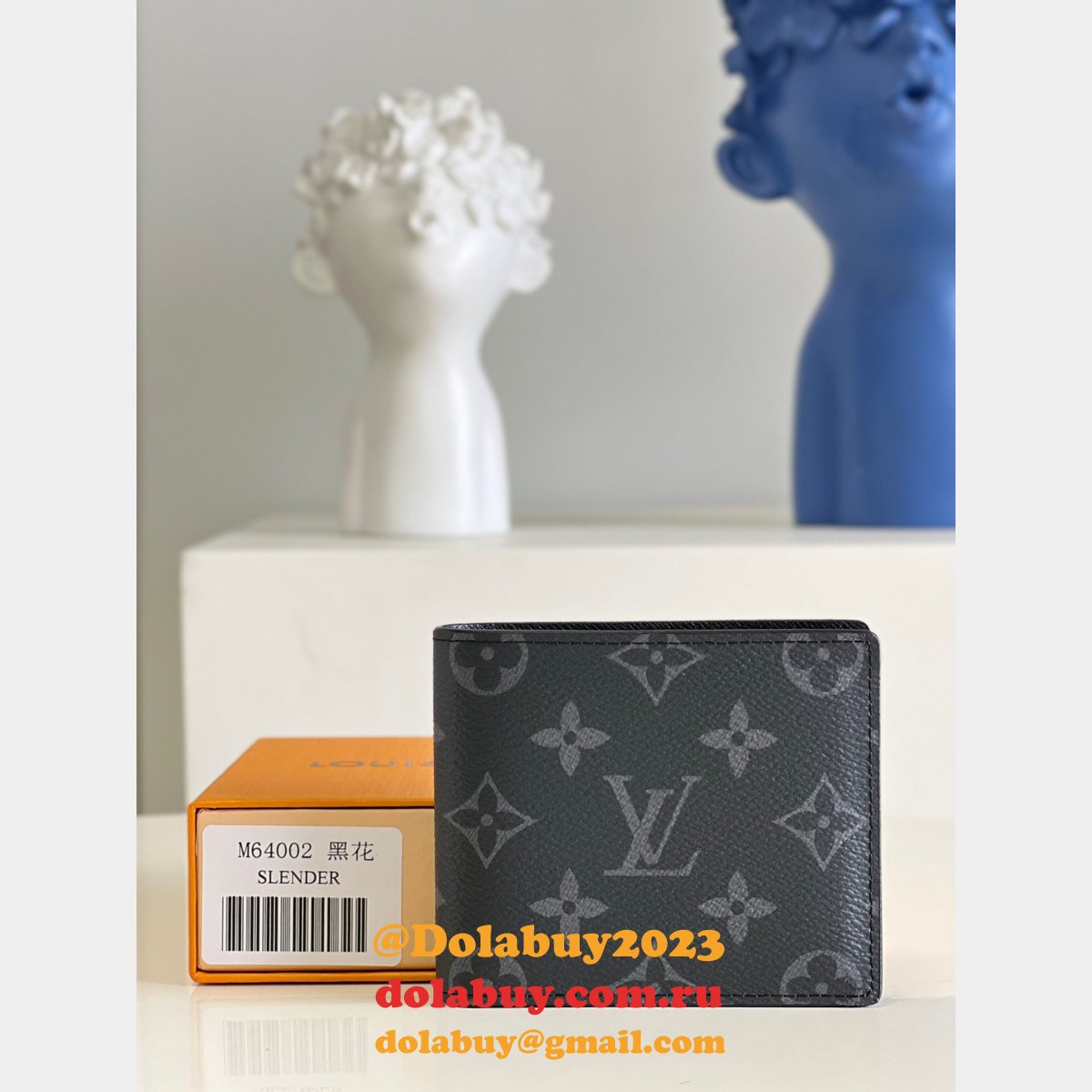 Louis Vuitton Men Replica M64002 Slender Wallet Monogram Eclipse Canvas