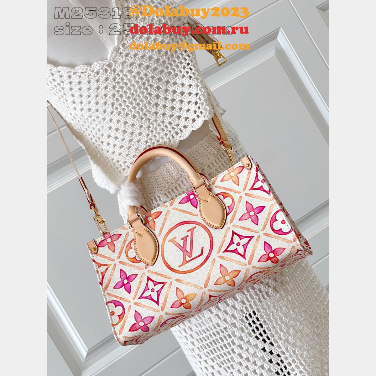 Louis Vuitton Inspired News OnTheGo East West M25318 UK Coral Bag