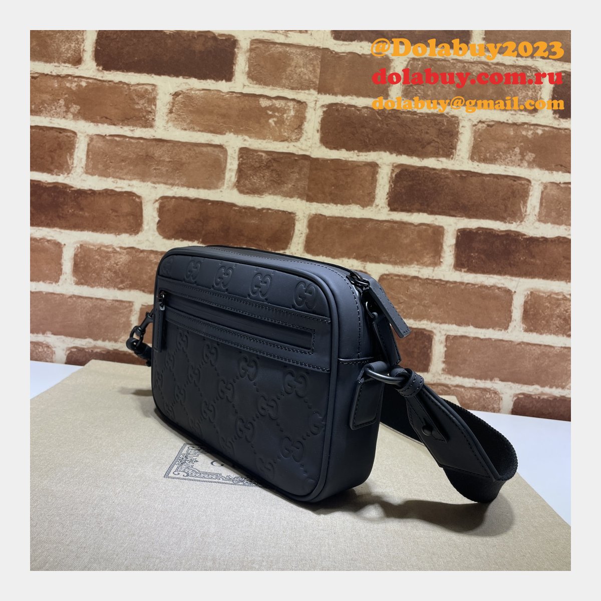 GG Crossbody Knockoff Gucci Rubber-effect 771293 Black Bag