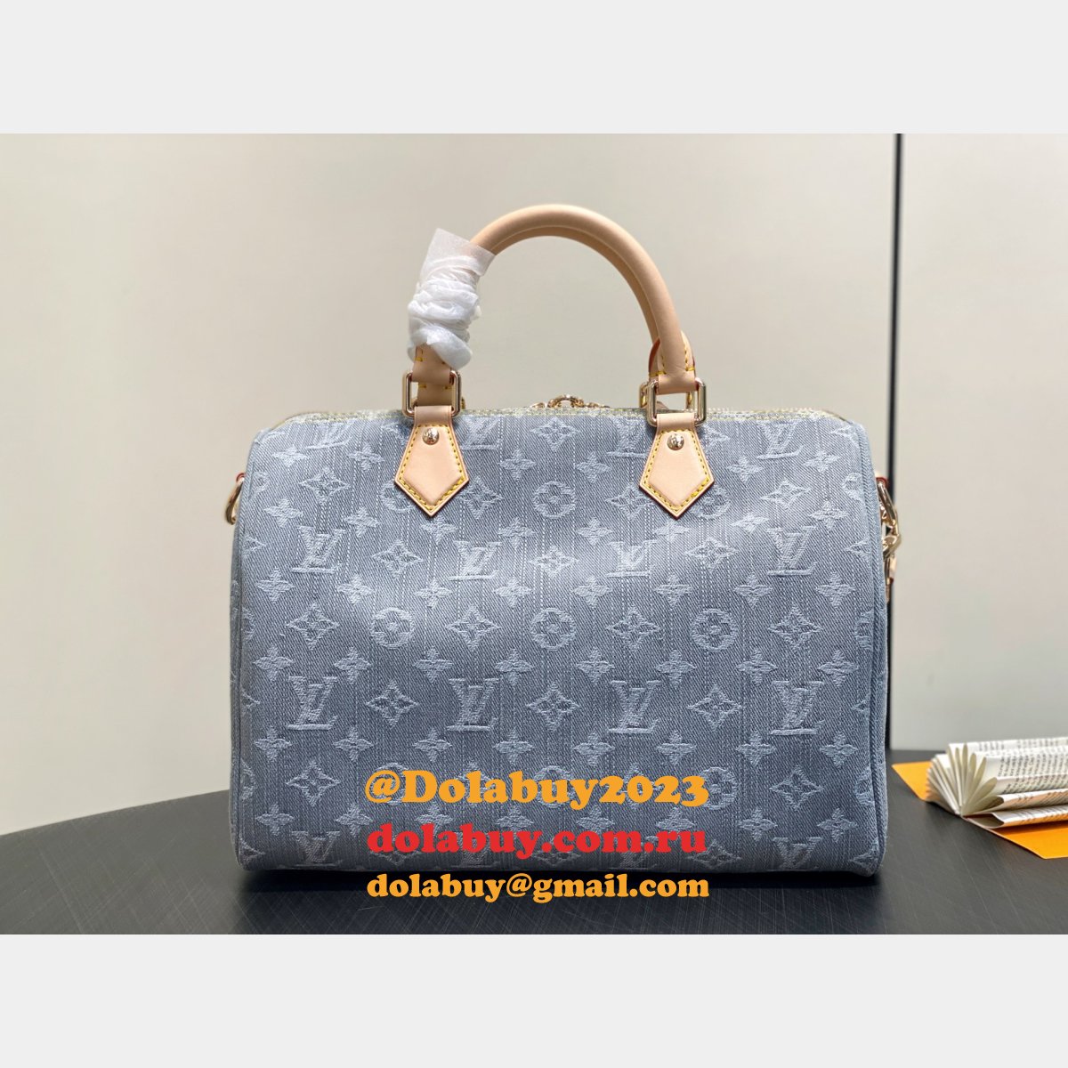 Louis Vuitton Speedy Soft 30 Bag M13344 Luxury Monogram Denim Grey