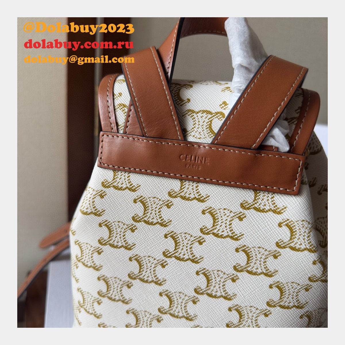 Backpack Celine Replica 197662 Folco Triomphe Canvas Bag