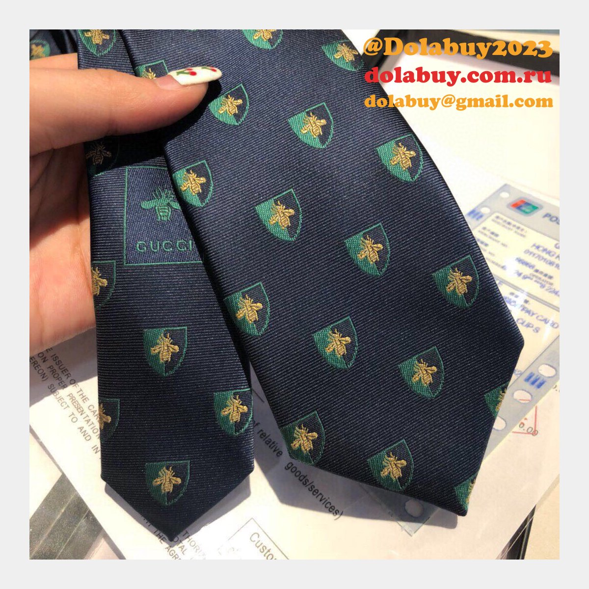 G*u*i silk tie jacquard crafts insect pattern
