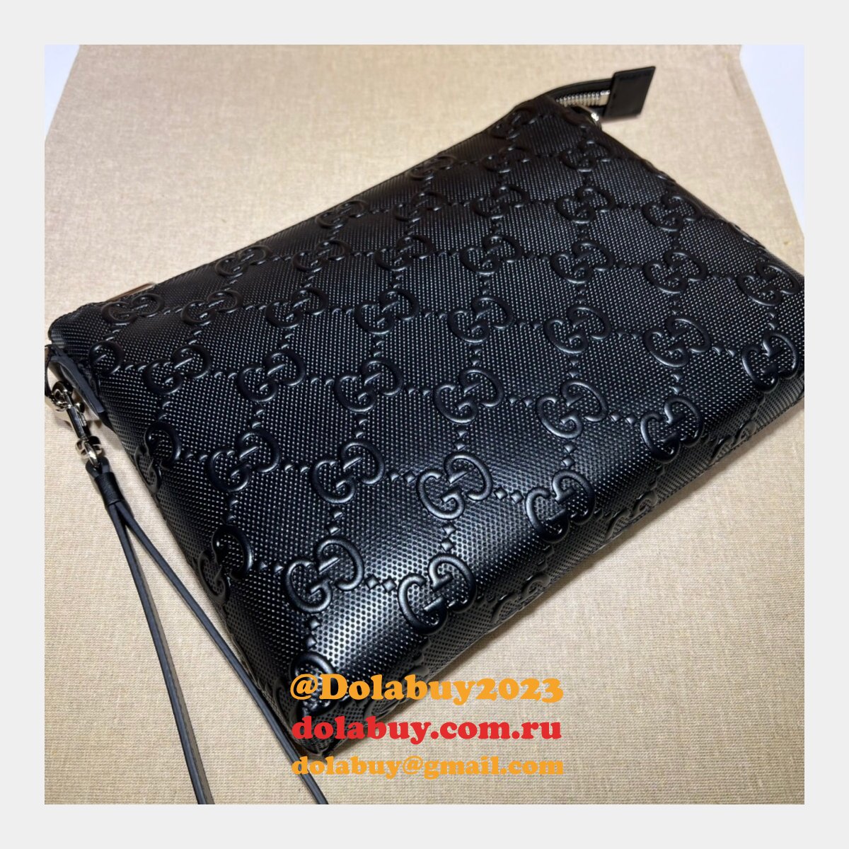 designer G*u*i cheap 696009 gg embossed black messenger bag