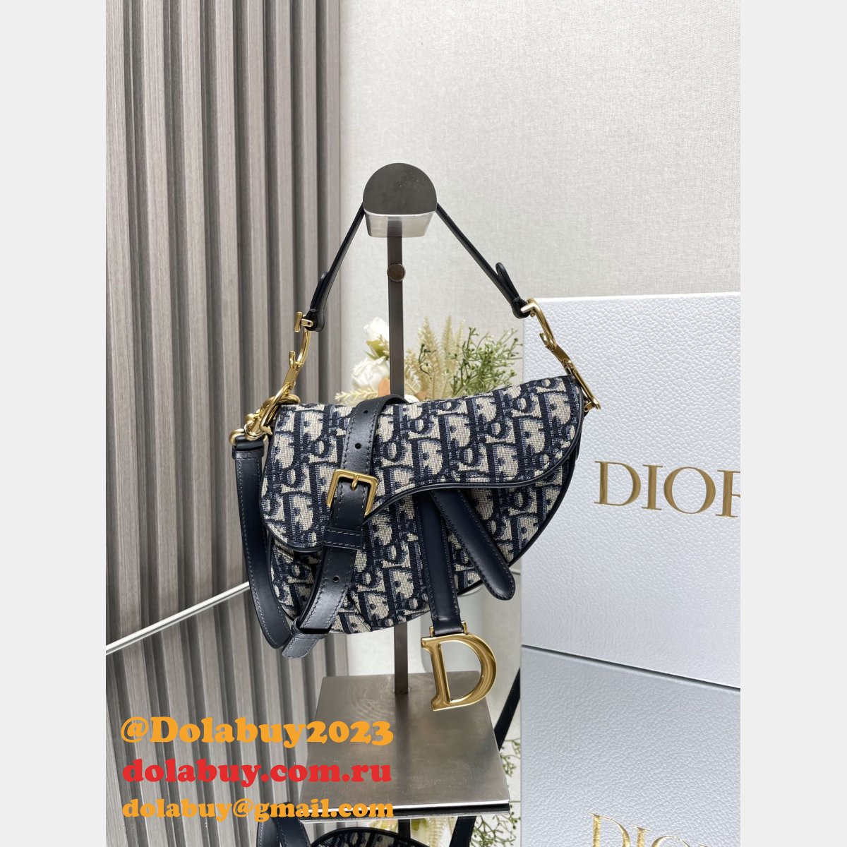 Our Christian Dior Designer Copy Saddle 19.5/25.5Cm Navy Bags