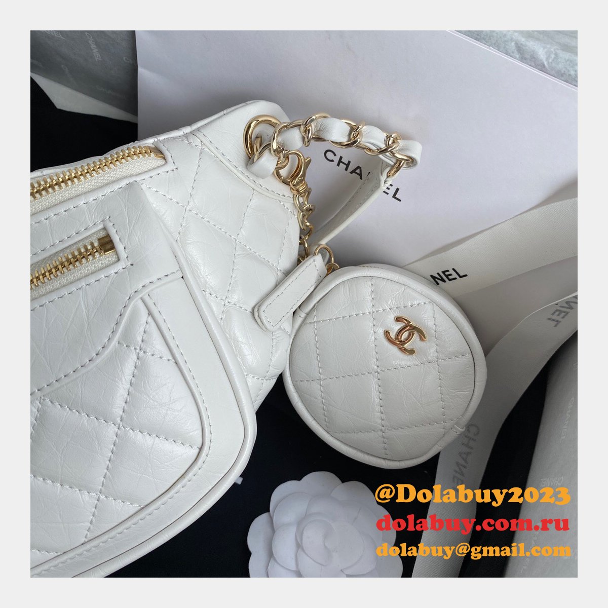 Designer CC High Quality Calfskin Waist AS1077 White Bag