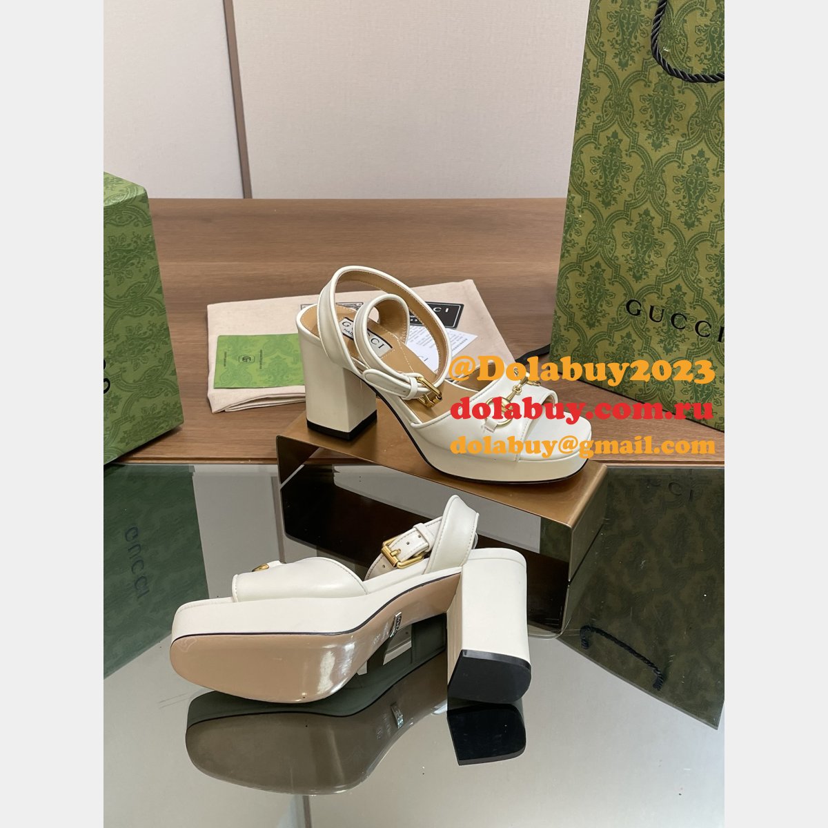 Duplicate gucci Lady horsebit-detailed leather sandals