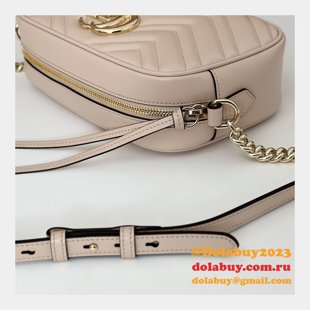 Gucci Replicas GG Marmont 447632 Pink Shoulder Best Bag