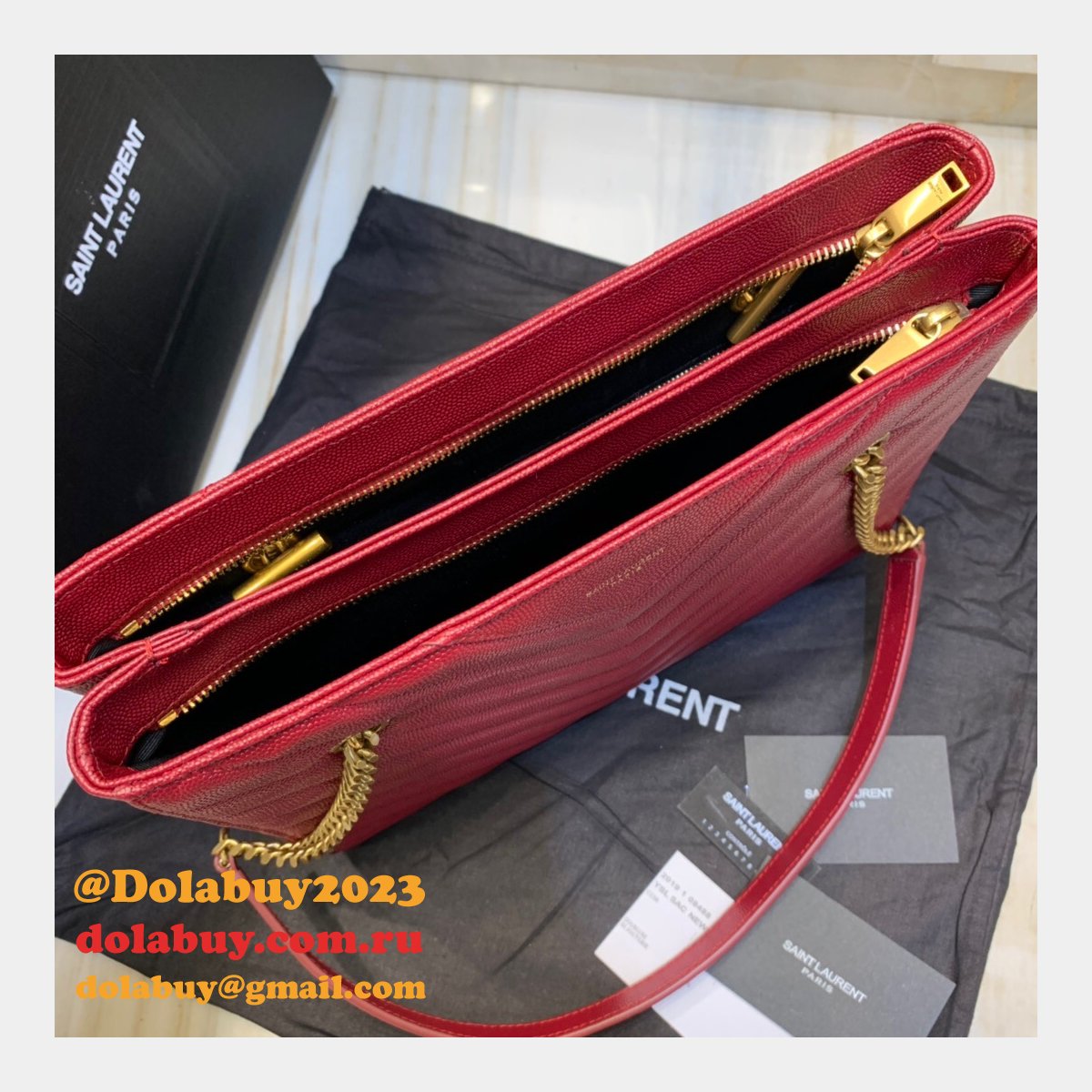 Shop Ysl Replica Saint Laurent Red and Black