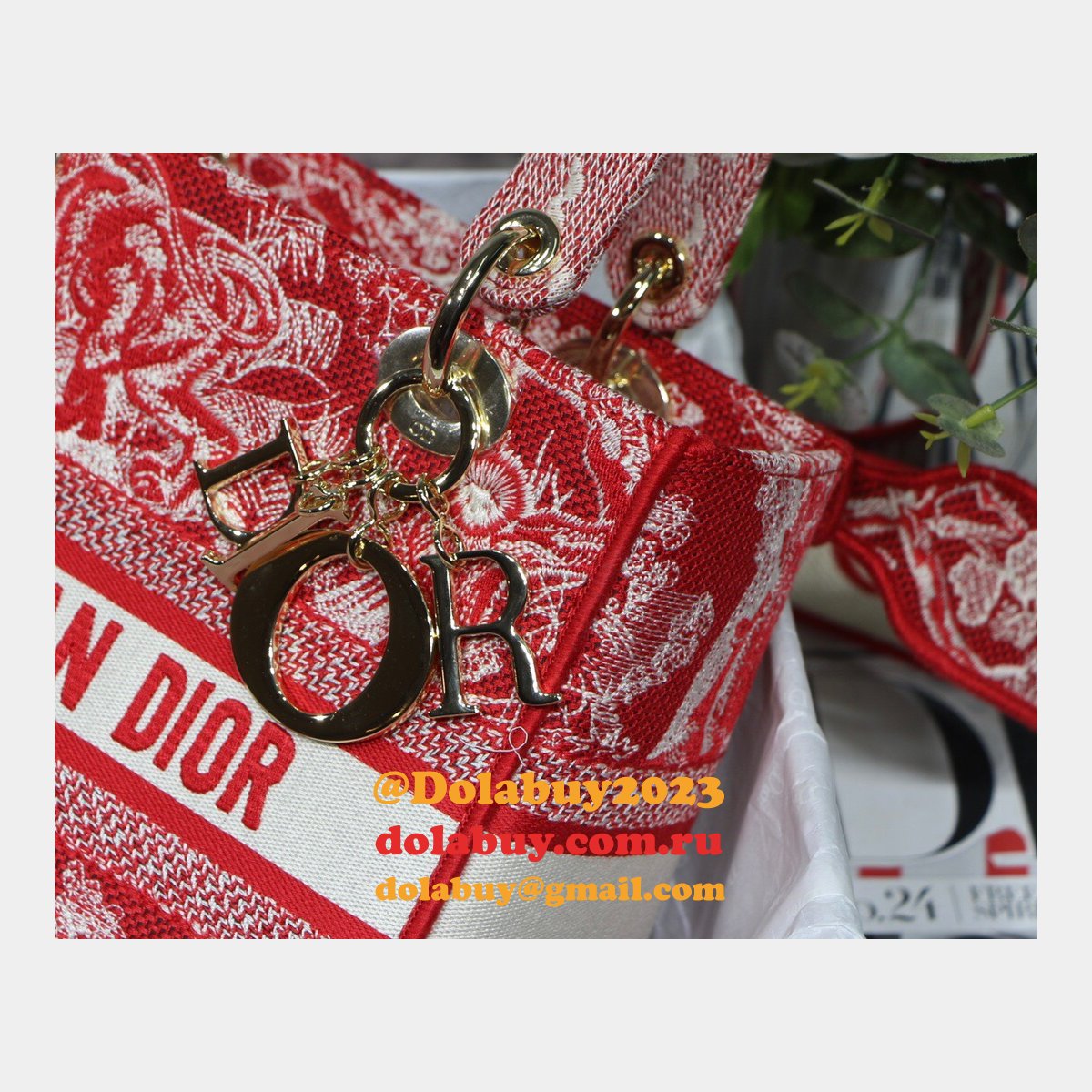 Lady Copy Christian Dior 24cm Red Bag UK for sale