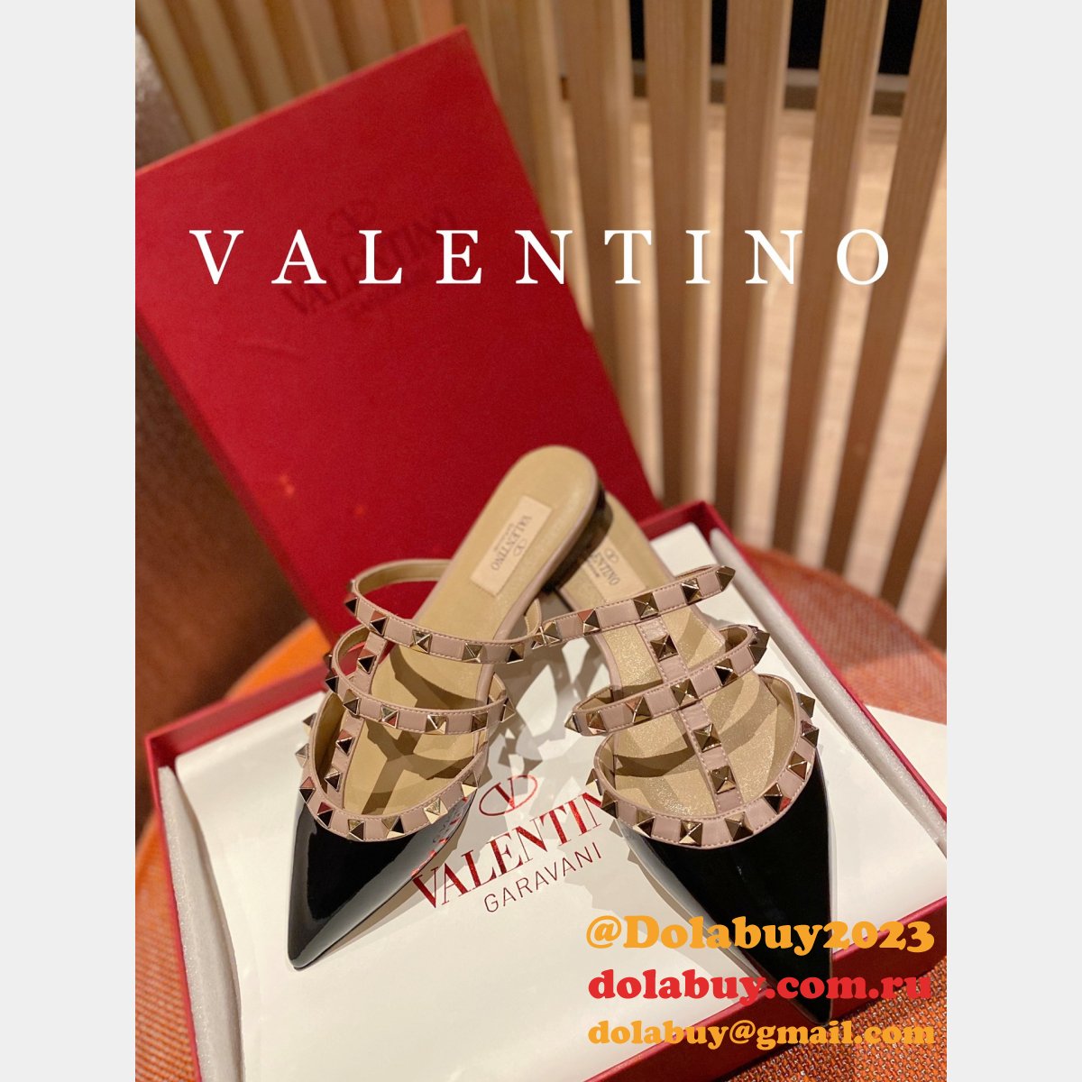 Wholesale ROCKSTUD PATENT-LEATHER MULE