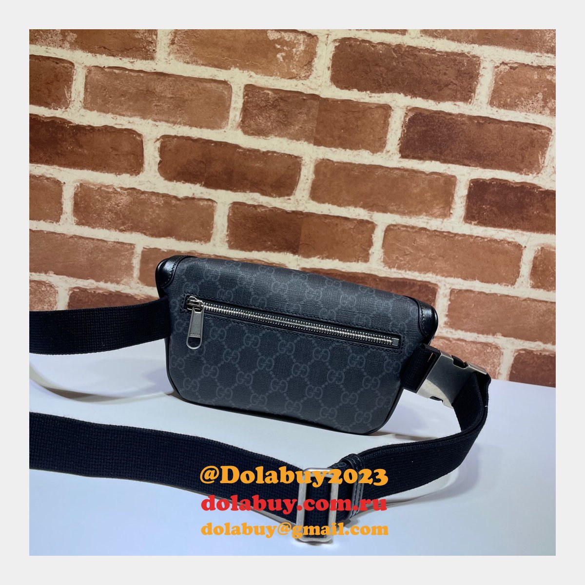 Top Quality Gucci Belt bag with Interlocking G 682933 black GG Supreme