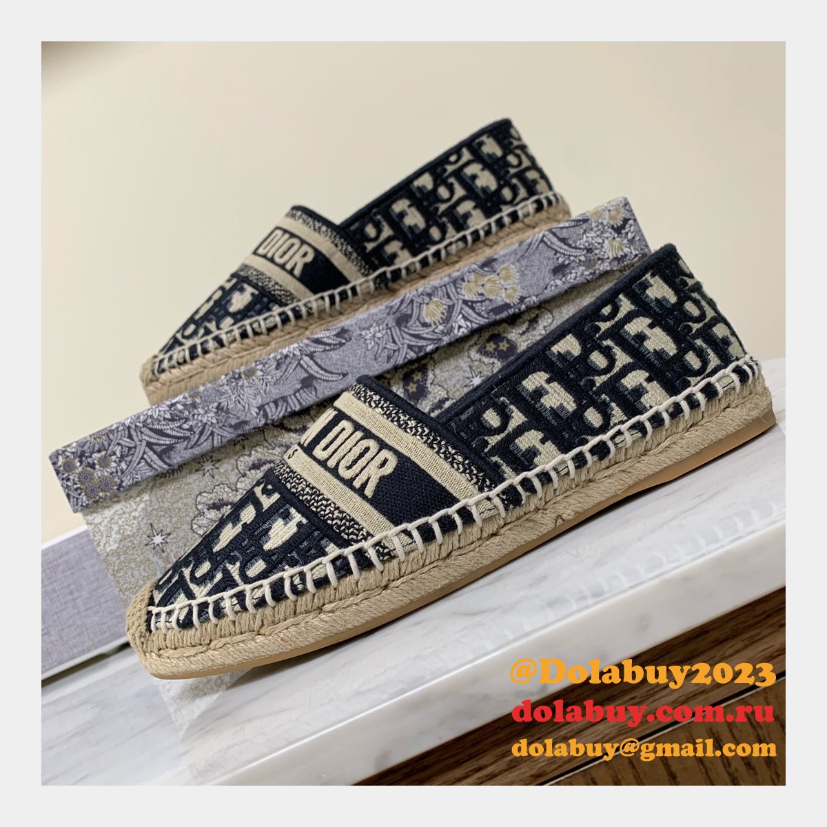 Dior Buy High Quality Monogram Embroidered Fisherman Replica Shoes